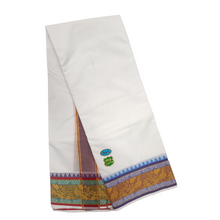 EXD776  Exclusive Dhoties pure cotton dhoti with 5" design thread border and size 9x5 (4 Mtrs Dhoti + 2Mtrs Angavasatram)…