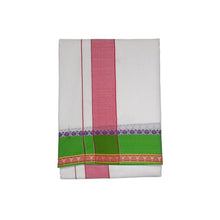 EXD705 Men's Traditional Pure Cotton Dhoti With 3"inch Border Bleached White Dhoti Size 9X5 (or) 4.15 Mtr Dhoti with 2.30 Mtr Angavastram