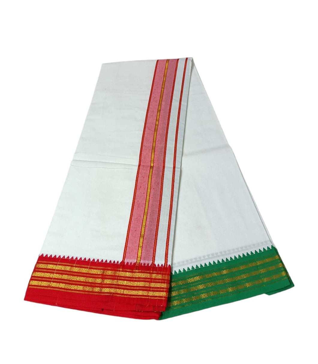 EXD748 Exclusive Dhoties Men's Cotton Dhoti With rudrahsham Polyester borders in size 2Mtrs 4 muzham Lungi…