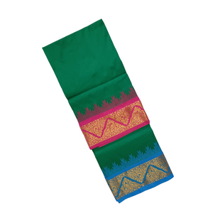 EXD762 Exclusive Dhoties Art silk dhoti with 5" Inch temple tower thalamboo border in size 2 mtrs (4 mulam Lungi size)