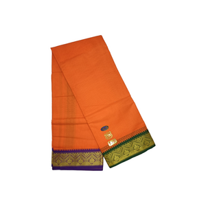 EXD727 Men's Traditional Pure Cotton Dhoti With 3"inch Jacquard Border Color Dhoti Size 10X6 (or) 4.62Mtr Dhoti with 2.77Mtr Angavastram