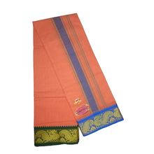Exclusive Dhoties Men's Traditional Pure Cotton Dhoti With 3" inch Jacquard Border Color Dhoti Size 8X4 (3.6 Mtrs Dhoti + 1.8 mtrs Angavastram)