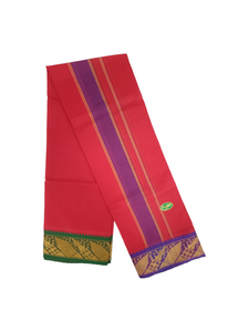 Exclusive Dhoties Men's Traditional Pure Cotton Dhoti With 3" inch Jacquard Polyester Border Color Dhoti Size 8 Mulam(3.60 Mtrs)