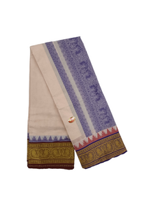 Exclusive Dhoties Pure Cotton Dhoti With 5" Designe Munthi with 5" Jaquard Border Size 9x5(4.1 Mtrs Dhoti +2.50 Mtrs Angavastram)