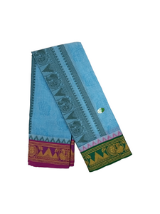 Exclusive Dhoties Pure Cotton Dhoti With 5" Designe Munthi with 5" Jaquard Border Size 9x5(4.1 Mtrs Dhoti +2.50 Mtrs Angavastram)