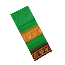 EXD762 Exclusive Dhoties Art silk dhoti with 5" Inch temple tower thalamboo border in size 2 mtrs (4 mulam Lungi size)