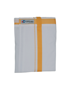 EXD765 Exclusive Dhoties Pure Cotton Velcro Pocket Dhoti with 1" Border with hip size adjustable