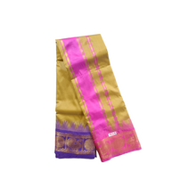 Exclusive Dhoties Traditional Art Silk Color Dhoties With 5" inch Jacquard Temple Tower Border Imitaion Silk size 10X6 (4.62 Mtr Dhoti with 2.77 Mtr Angavastram)