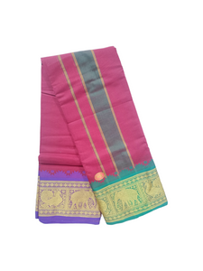 Exclusive Dhoties Men's Traditional Pure Cotton Dhoti With 7" inch Jacquard Polyester Border Color Dhoti Size 9X5 (or) 4.15 Mtr Dhoti with 2.30 Mtr Angavastram