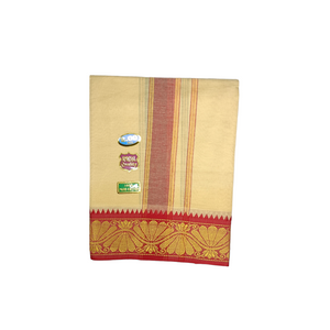 EXD761 Pure cotton dhoti with 3" inch jacquard border size 2 mtrs (4 Mulam) single dhoti