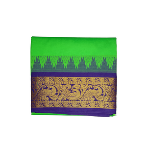 EXD762 Exclusive Dhoties Art silk dhoti with 5" Inch temple tower thalamboo border in size 2 mtrs (4 mulam Lungi size)