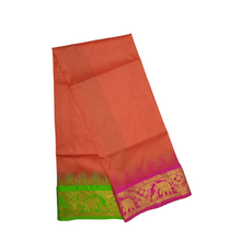 EXD762 Exclusive Dhoties Art silk dhoti with 5" Inch temple tower thalamboo border in size 2 mtrs (4 mulam Lungi size)