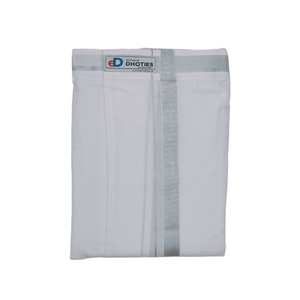 EXD765 Exclusive Dhoties Pure Cotton Velcro Pocket Dhoti with 1" Border with hip size adjustable