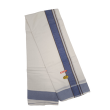 EXD769 Exclusive Dhoties Cotton dhoti with 3" small square button border in size 9x5(4Mtrs Dhoti + 2Mtrs Angavastram)