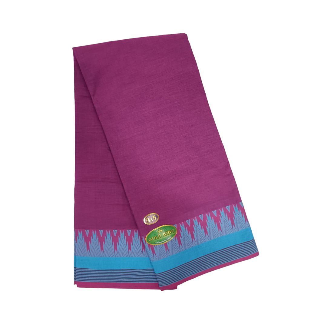 EXD775 Exclusive Dhoties Pure cotton color dhoti with plain thalampoo tower border in size 9x5 (4 Mtrs Dhoti + 2 Mtrs Angavastram)…