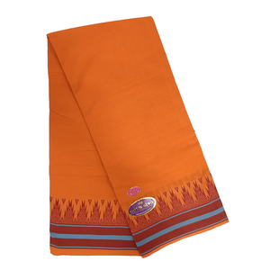 EXD755 Exclusive Dhoties Pure cotton color dhoti with plain thalampoo tower border in size 9x5 (4 Mtrs Dhoti + 2 Mtrs Angavastram)…