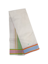 Exclusive Dhoties Half white pure cotton Dhoti with 3" polyester border Size 10x6(4.62Mtr Dhoti with 2.77Mtr Angavastram)