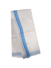 Exclusive Dhoties white mixed cotton Dhoti with 2" border Size 10x6(4.62Mtr Dhoti with 2.77Mtr Angavastram)