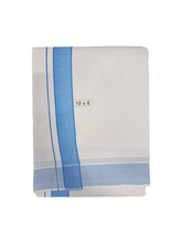 Exclusive Dhoties white mixed cotton Dhoti with 2" border Size 10x6(4.62Mtr Dhoti with 2.77Mtr Angavastram)