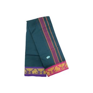 EXD711 Men's Traditional Pure Cotton Color Dhoti With Color Border Size 9X5 (or) 4.15 Mtr Dhoti with 2.30 Mtr Angavastram