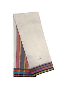 Exclusive Dhoties Pure cotton dhoti with 5" thalamboo temple cotton border size 9x5(4.1 Mtrs Dhoti+2.5 Mtrs Angavastram)