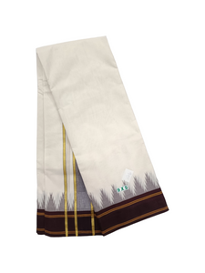 Exclusive Dhoties Pure cotton dhoti with 5" thalamboo temple cotton border size 9x5(4.1 Mtrs Dhoti+2.5 Mtrs Angavastram)