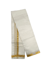 EXD803-Exclusive Dhoties Premium Art Silk Embossed Dhoti And Angavastram With Copper Border