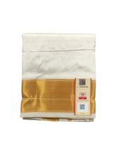 EXD804-Exclusive Dhoties Pure Silk Crem dhoti with 3" Border With Silk Mark Size 8 Mulam(3.60 Mtrs)