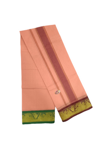 Exclusive Dhoties Men's Traditional Pure Cotton Dhoti With 3" inch Jacquard Polyester Border Color Dhoti Size 8 Mulam(3.60 Mtrs)