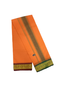 Exclusive Dhoties Men's Traditional Pure Cotton Dhoti With 3" inch Jacquard Polyester Border Color Dhoti Size 8 Mulam(3.60 Mtrs)