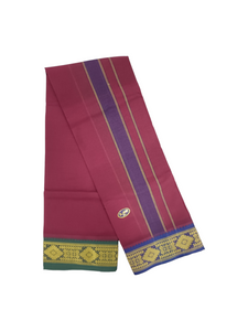 Exclusive Dhoties Men's Traditional Pure Cotton Dhoti With 3" inch Jacquard Polyester Border Color Dhoti Size 8 Mulam(3.60 Mtrs)