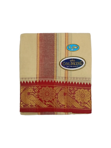 Exclusive Dhoties Men's Traditional Pure Cotton Dhoti With 3" inch Jacquard Polyester Border Color Dhoti Size 8 Mulam(3.60 Mtrs)