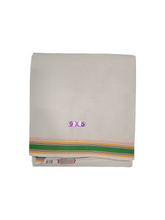 Exclusive Dhoties Half white unbleached cotton With 1" seer line Border Size (4Mtrs Dhoti 2 Mtrs Angavastram)