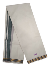 Exclusive Dhoties Half white unbleached cotton With 1" seer line Border Size (4Mtrs Dhoti 2 Mtrs Angavastram)