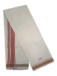 Exclusive Dhoties Half white unbleached cotton With 1" seer line Border Size (4Mtrs Dhoti 2 Mtrs Angavastram)