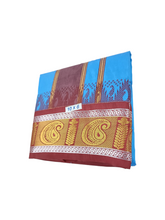 Exclusive Dhoties Traditional Art Silk Color Dhoties With 5" inch Jacquard Temple Tower Border Imitaion Silk size 10X6 (4.62 Mtr Dhoti with 2.77 Mtr Angavastram)