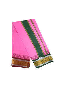 Exclusive Dhoties Traditional Art Silk Color Dhoties With 5" inch Jacquard Temple Tower Border Imitaion Silk size 10X6 (4.62 Mtr Dhoti with 2.77 Mtr Angavastram)