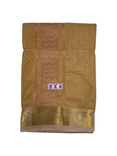 EXD813- Exclusive Dhoties Pure Silk Gold Tissue Embossed Dhoti With Silk Mark Size 8x4(3.60 Mtrs Dhoti+1.80 Mtrs Angavastram)