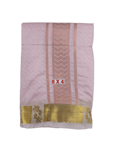 EXD813- Exclusive Dhoties Pure Silk Gold Tissue Embossed Dhoti With Silk Mark Size 8x4(3.60 Mtrs Dhoti+1.80 Mtrs Angavastram)