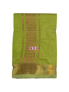 EXD813- Exclusive Dhoties Pure Silk Gold Tissue Embossed Dhoti With Silk Mark Size 8x4(3.60 Mtrs Dhoti+1.80 Mtrs Angavastram)