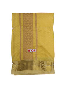 EXD813- Exclusive Dhoties Pure Silk Gold Tissue Embossed Dhoti With Silk Mark Size 8x4(3.60 Mtrs Dhoti+1.80 Mtrs Angavastram)