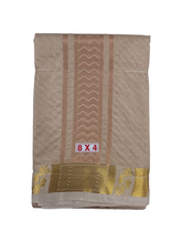 EXD813- Exclusive Dhoties Pure Silk Gold Tissue Embossed Dhoti With Silk Mark Size 8x4(3.60 Mtrs Dhoti+1.80 Mtrs Angavastram)