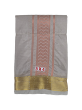 EXD813- Exclusive Dhoties Pure Silk Gold Tissue Embossed Dhoti With Silk Mark Size 8x4(3.60 Mtrs Dhoti+1.80 Mtrs Angavastram)