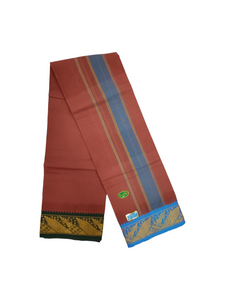 Exclusive Dhoties Men's Traditional Pure Cotton Dhoti With 3" inch Jacquard Polyester Border Color Dhoti Size 8 Mulam(3.60 Mtrs)