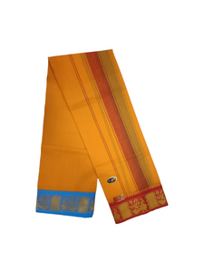 Exclusive Dhoties Men's Traditional Pure Cotton Dhoti With 3" inch Jacquard Polyester Border Color Dhoti Size 8 Mulam(3.60 Mtrs)