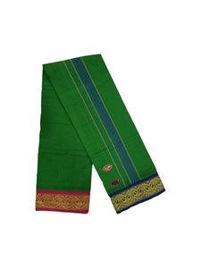 Exclusive Dhoties Men's Traditional Pure Cotton Dhoti With 3" inch Jacquard Polyester Border Color Dhoti Size 8 Mulam(3.60 Mtrs)