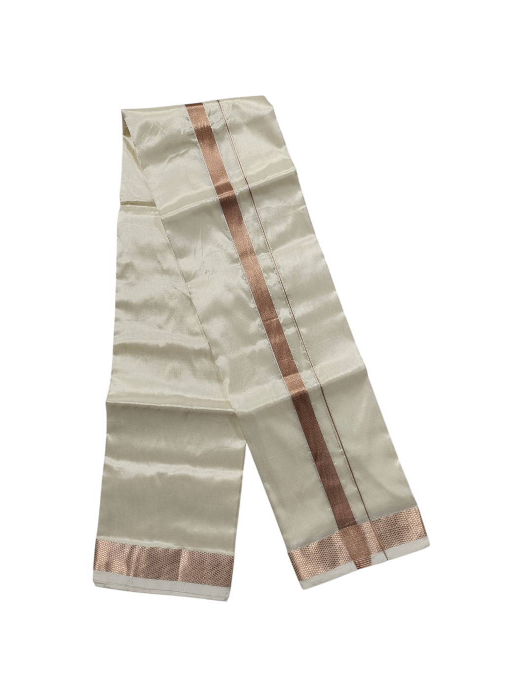 EXD771 Exclusive Dhoties premium Art silk cream dhoti + Angavastram gamcha with 2