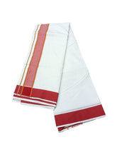 EXD704 Exclusive Dhoties Men's Traditional Pure Cotton Bleached White Dhoti With Cotton Color Border Size 9X5 (or) 4.15 Mtr Dhoti with 2.30 Mtr Angavastram