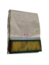 EXD064 Men's Traditional Light Sandal Imitation Silk Dhoti With Mayilkanu border and Dhoti Size Mulam 8X4 Dhoti
