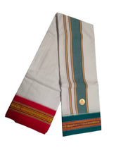 EXD779  New Exclusive Dhoties pure cotton white dhoti with nagpuri border size 9x5 (4 Mtrs Dhoti+2 Mtrs Angavastram)